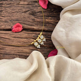 Vriksham Traditional 3 Round & Leaf Pendant Invisible Chain-White-G20610